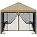 Gazebo da giardino con pareti laterali 3 x 3 m Beige - Foto miniatura 5