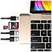 Hub 3 in 1 Tipo-C USB 3.0 in Alluminio Con Porta di Ricarica USB-C per MacBook 2015/2016/2017 da 12 pollici, Oro - Foto miniatura 1