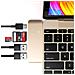 Hub 3 in 1 Tipo-C USB 3.0 in Alluminio Con Porta di Ricarica USB-C per MacBook 2015/2016/2017 da 12 pollici, Oro - Foto miniatura 3