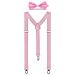 Tinta Unita Mens Bretella Bow Tie Set Clip Su Y Forma Bretelle Regolabili - Foto miniatura 1