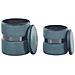 Set Di 2 Pouf Portaoggetti In Velluto Azzurro Doris - Foto miniatura 6