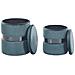 Set Di 2 Pouf Portaoggetti In Velluto Azzurro Doris - Foto miniatura 4