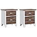 Comodini Set 2 Pz Con 2 Cassetti Marrone E Bianco - Foto miniatura 1