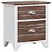 Comodini Set 2 Pz Con 2 Cassetti Marrone E Bianco - Foto miniatura 2