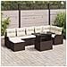 Set Divano da Giardino 8 Pezzi con Cuscini Marrone Polyrattan, Divano da Giardino 2 Posti con Stoccaggio e Cuscini Marrone Polyrattan - Foto miniatura 2