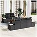 Set divano da giardino da 6 pezzi con cuscini, nero, polyrattan, acacia - Foto miniatura 2