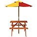 Tavolo da Picnic per 4 Bambini con Ombrellone Legno di Abete - Foto miniatura 3