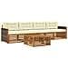 Set di divani da esterno con cuscino 5 pcs Naturale e Crema - Foto miniatura 1