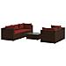 Set Divani Da Giardino 6 Pz Con Cuscini In Polyrattan Marrone - Foto miniatura 1