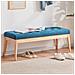 Cassapanca Pouf Ottomana Blu Ingresso Panca Imbottitura Alta Densità 108x41cm - Foto miniatura 1