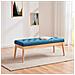 Cassapanca Pouf Ottomana Blu Ingresso Panca Imbottitura Alta Densità 108x41cm - Foto miniatura 3