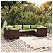 Set Divani Da Giardino 6 Pz Con Cuscini In Polyrattan Marrone - Foto miniatura 8