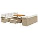Set divani giardino 11 pezzi con cuscini beige rattan sintetico acacia, Set pranzo giardino 3 pezzi con cuscini beige rattan sintetico acacia - Foto miniatura 1