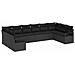 Set Divano da Giardino 10 Pezzi con Cuscini Nero Polyrattan, Divano da Giardino 2 Posti con Cuscini Nero Polyrattan - Foto miniatura 1
