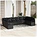 Set Divano da Giardino 10 Pezzi con Cuscini Nero Polyrattan, Divano da Giardino 2 Posti con Cuscini Nero Polyrattan - Foto miniatura 2