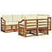 Set divani 7 pcs Naturale e Crema Legno di Acacia Massello - Foto miniatura 1