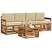 Set divani 5 pcs Naturale e Beige Legno di Acacia Massello - Foto miniatura 3