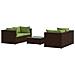 Set Divani Da Giardino 5 Pz Con Cuscini In Polyrattan Marrone - Foto miniatura 1