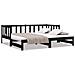 Dormeuse Estraibile Nera 2x (90x190) Cm Legno Massello Di Pino - Foto miniatura 1