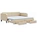Divano Letto Estraibile Con Cassetti Crema 100x200cm In Tessuto - Foto miniatura 1