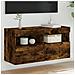 Mobile Tv A Parete Con Luci Led Rovere Fumo 80x30x40 Cm - Foto miniatura 1