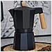 Caffettiera Alluminio 3 Tazze Nera Manico In Legno - Foto miniatura 3