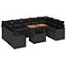 Set Divano da Giardino 10 Pezzi con Cuscini Nero Rattan Acacia,  Divano da Giardino per Due Persone con Cuscini Nero Rattan - Foto miniatura 1