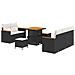 Set divano da giardino 8 pezzi con cuscini neri in polirattan e acacia, Set da pranzo da giardino 3 pezzi con cuscini neri in polirattan e acacia - Foto miniatura 1