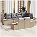 Set Divano da Giardino da 7 Pezzi con Cuscini Beige e Rattan Poliacacia - Foto miniatura 2
