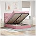 Struttura Letto Pouf con Materassi Rosa 140x190 cm in Velluto - Foto miniatura 2