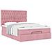 Struttura Letto Pouf con Materassi Rosa 140x190 cm in Velluto - Foto miniatura 4