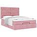 Struttura Letto Pouf con Materassi Rosa 140x190 cm in Velluto - Foto miniatura 5