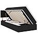 Letto con contenitore e LED con led Nero 90 x 190 cm Tessuto - Foto miniatura 1