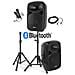 Casse Amplificate 600w 10"" Diffusori Karaoke Bluetooth + Stativi + Mic - Foto miniatura 3