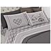 Completo Lenzuola Letto Pensieri Delicati 100% Cotone Dis.chalet Matrimoniale Beige - Foto miniatura 1