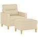 Poltrona Con Poggiapiedi Crema 60 Cm In Tessuto - Foto miniatura 3