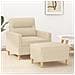 Poltrona Con Poggiapiedi Crema 60 Cm In Tessuto - Foto miniatura 1