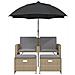 Divano Giardino 2Posti Ombrellone e Sgabelli Beige Polyrattan - Foto miniatura 4