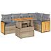Set Divano da Giardino 6 pz con Cuscini Beige Polyrattan Acacia - Foto miniatura 1