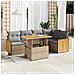 Set Divano da Giardino 6 pz con Cuscini Beige Polyrattan Acacia - Foto miniatura 2