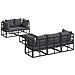 Set Divano da Giardino con cuscino 6 pcs Nero Alluminio - Foto miniatura 1