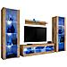 Komodee, Set di mobili porta TV Tivoli Grande RTV, Wotan, LED Blu, Larghezza 250 cm x Altezza 159 cm x Profondità 35 cm, Per soggiorno, Camera da letto - Foto miniatura 1