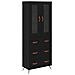 Armadietto alto con ripiano 2 pcs Rovere Nero Legno multistrato - Foto miniatura 1