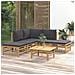 Set Salotto da Giardino 6pz con Cuscini Grigio Scuro Bambù - Foto miniatura 2