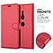 Custodia Compatibile Con Sony Xperia Xz2 In Rosso Carminio - Coperchio Protettiva Con Chiusura Magnetica, Funzione Stand E Tasca Per Le Carte - Foto miniatura 5