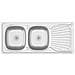 Lavello da Cucina Doppia Vasca Argento 1200x600x155 mm Acciaio - Foto miniatura 1