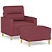 Poltrona Con Poggiapiedi Rosso Vino 60 Cm In Tessuto - Foto miniatura 2