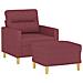 Poltrona Con Poggiapiedi Rosso Vino 60 Cm In Tessuto - Foto miniatura 3