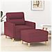 Poltrona Con Poggiapiedi Rosso Vino 60 Cm In Tessuto - Foto miniatura 1