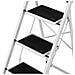 Scala Scaletta Pieghevole 3 Gradini Antiscivolo Sgabello Scaletto Acciaio Nero - Foto miniatura 6